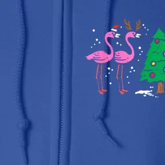 Pink Flamingo Christmas Palm Tree Tropical Xmas Funny Great Gift Full Zip Hoodie