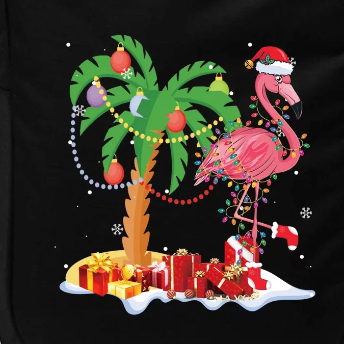 Pink Flamingo Christmas Palm Tree Tropical Xmas Funny Gift Impact Tech Backpack