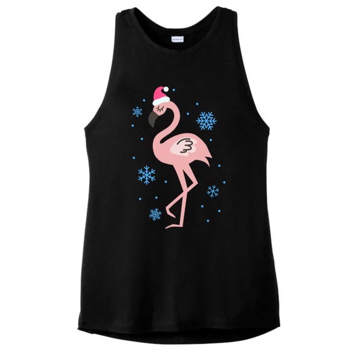 Pink Flamingo Christmas Cool Gift Ladies Tri-Blend Wicking Tank