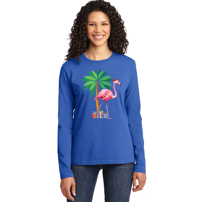 Pink Flamingo Christmas Gift Christmas Party Gift Ladies Long Sleeve Shirt