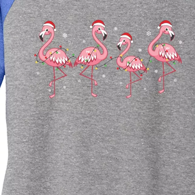 Pink Flamingo Christmas Cool Gift Women's Tri-Blend 3/4-Sleeve Raglan Shirt