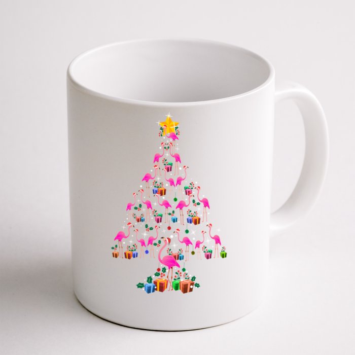 Pink Flamingo Christmas Tree Cute Flamingos Holiday Decor Gift Front & Back Coffee Mug