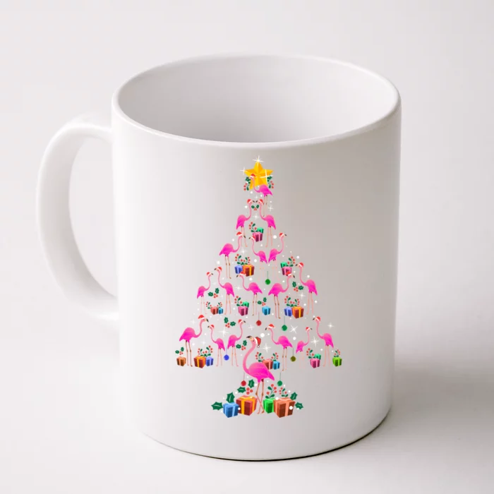 Pink Flamingo Christmas Tree Cute Flamingos Holiday Decor Gift Front & Back Coffee Mug