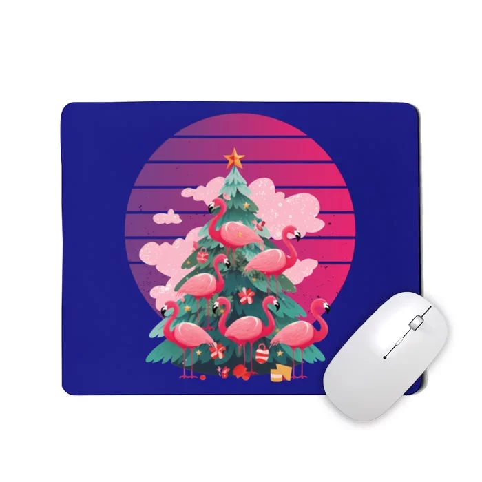 Pink Flamingo Christmas Tree With Cute Flamingos Meaningful Gift Mousepad