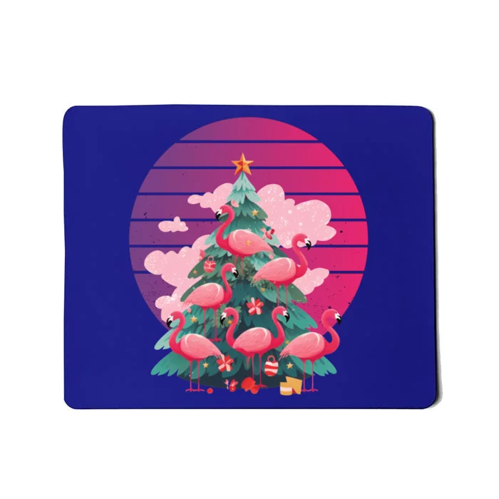 Pink Flamingo Christmas Tree With Cute Flamingos Meaningful Gift Mousepad