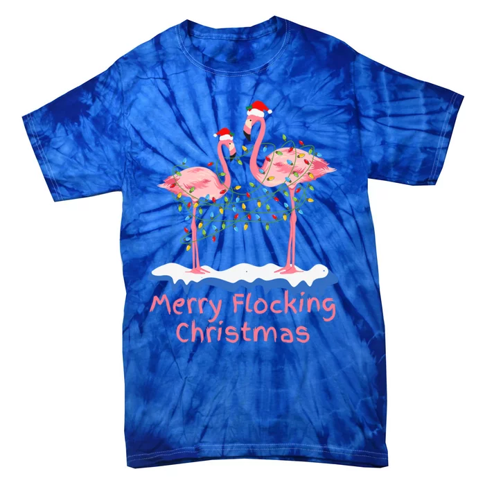 Pink Flamingos Christmas Gift Tie-Dye T-Shirt