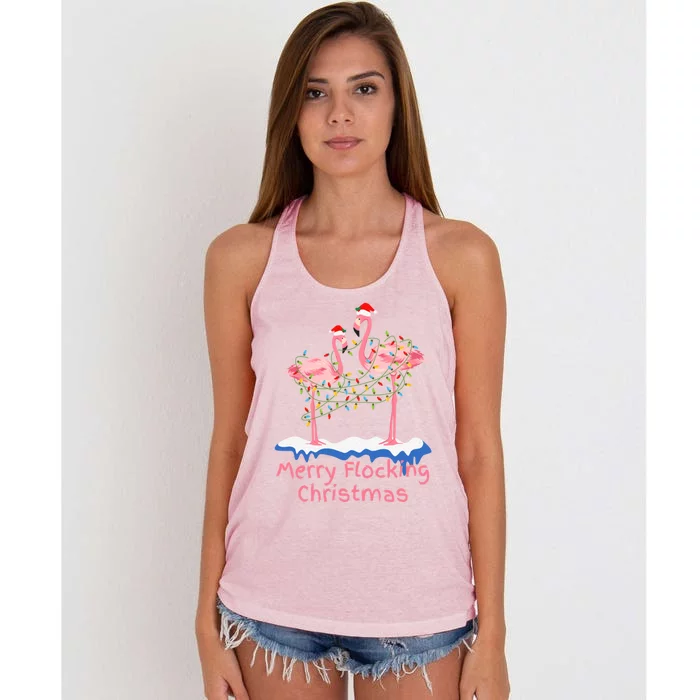 Pink Flamingos Christmas Gift Women's Knotted Racerback Tank