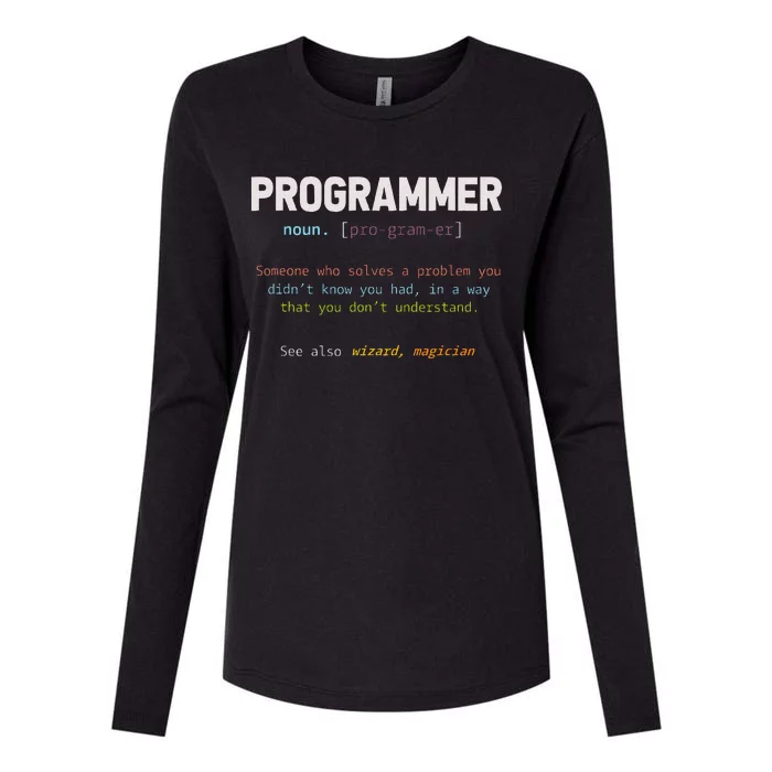 Programming Funny Computer Geek Gift Definition Programmer Womens Cotton Relaxed Long Sleeve T-Shirt