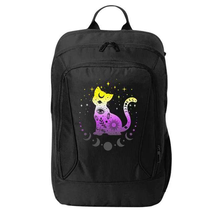 Pride Flag Colors N.O.N.B.I.N.A.R.Y Astronomy Cat City Backpack