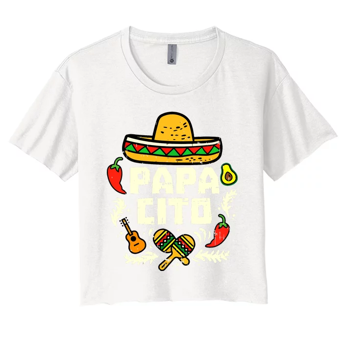 Papacito Family Cinco De Mayo Matchin Couple Mexican Dad Women's Crop Top Tee