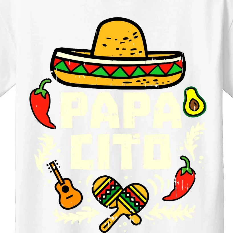 Papacito Family Cinco De Mayo Matchin Couple Mexican Dad Kids T-Shirt