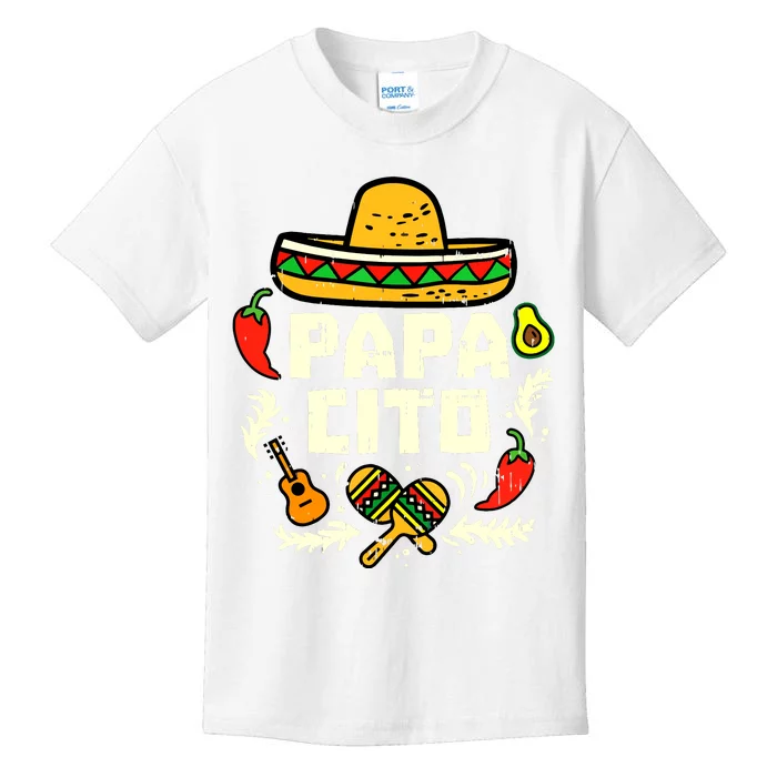 Papacito Family Cinco De Mayo Matchin Couple Mexican Dad Kids T-Shirt