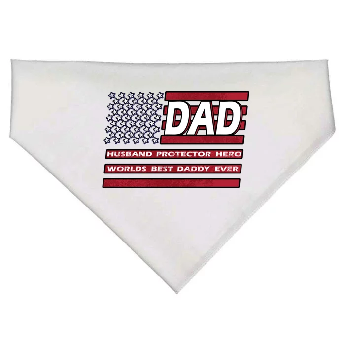 Patriotic Fathers Day Gift Daddy Husband Hero Usa Father Dad Cool Gift USA-Made Doggie Bandana