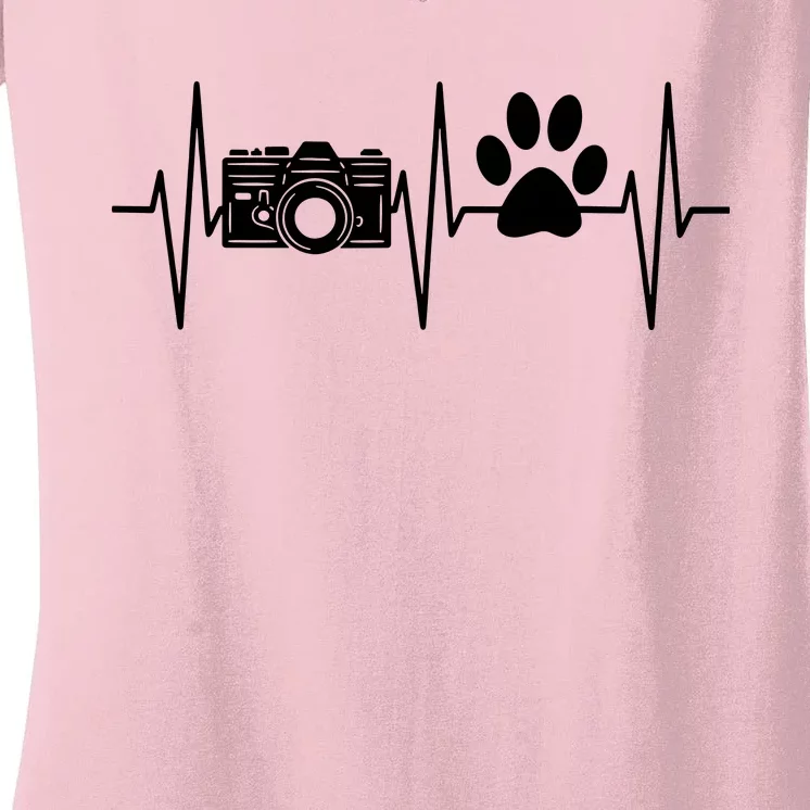 Photographer Funny Dog Lover Camera Photography Women's V-Neck T-Shirt