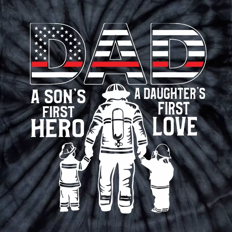 Proud Firefighter Dad Daddy Fireman Dad Fathers Day Men Tie-Dye T-Shirt