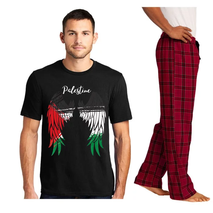 Palestine Flag Dad On Back Side Palestinian Angel Wings Pajama Set