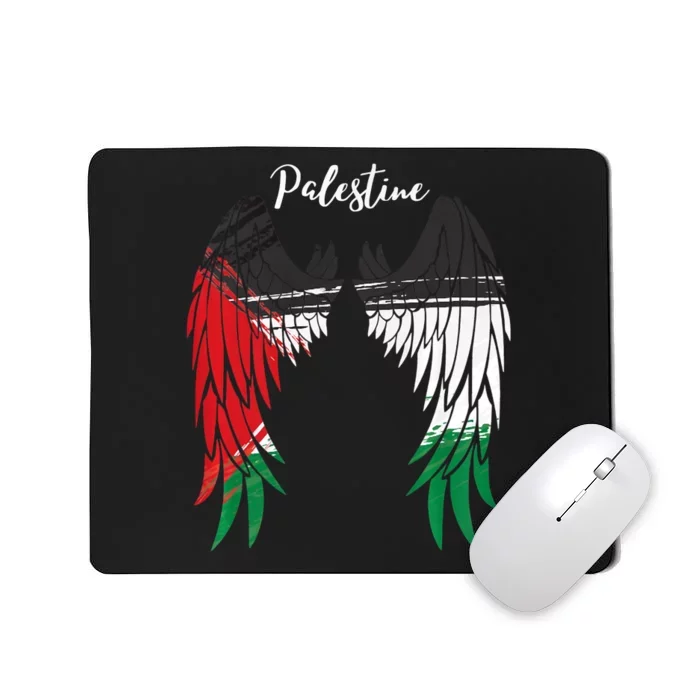 Palestine Flag Dad On Back Side Palestinian Angel Wings Mousepad