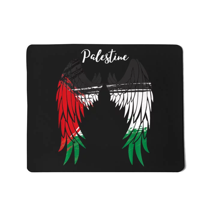 Palestine Flag Dad On Back Side Palestinian Angel Wings Mousepad