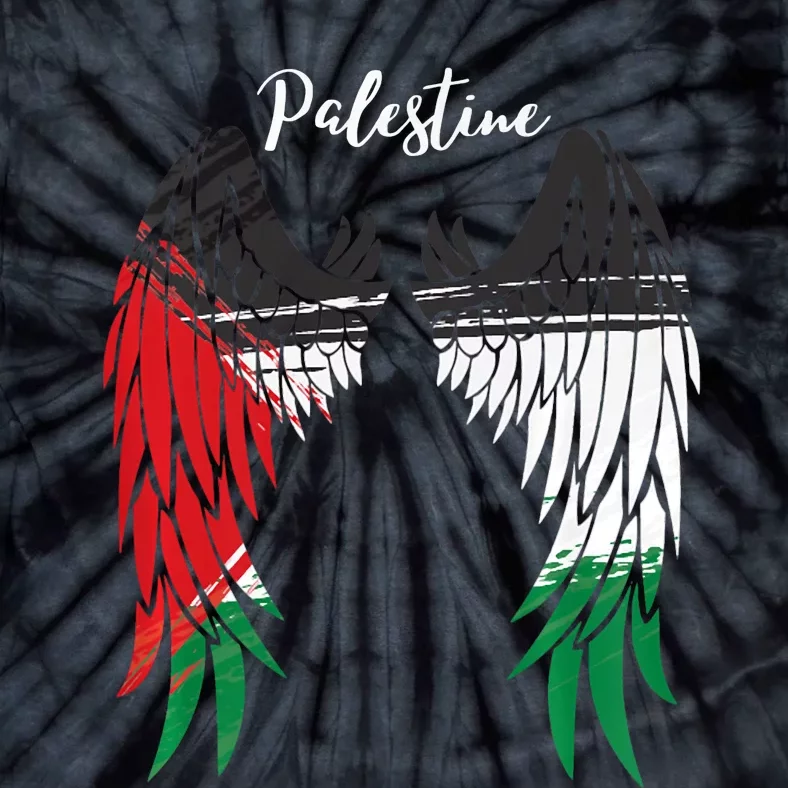 Palestine Flag Dad On Back Side Palestinian Angel Wings Tie-Dye T-Shirt