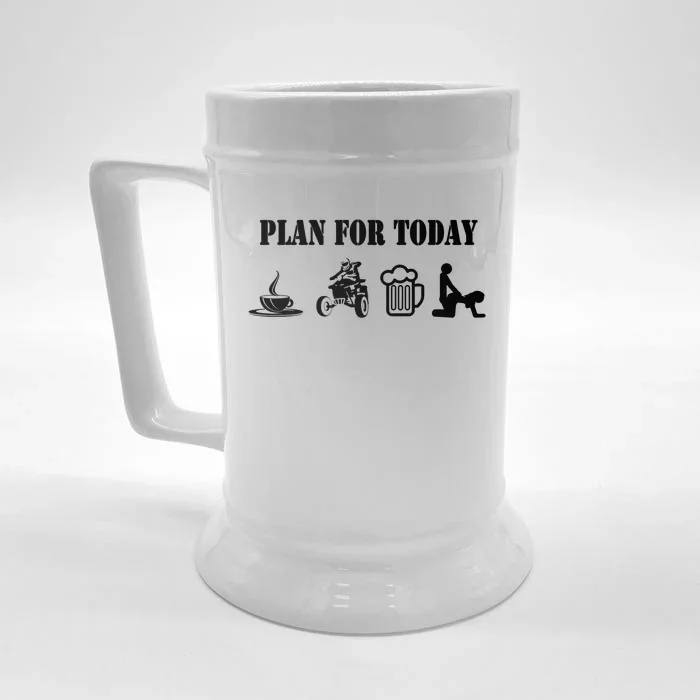 Plan For Day Cheeky Atv Quad Rider Gift Front & Back Beer Stein