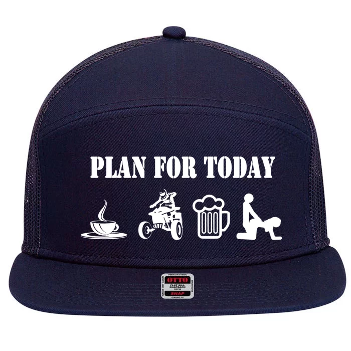 Plan For Day Cheeky Atv Quad Rider Gift 7 Panel Mesh Trucker Snapback Hat