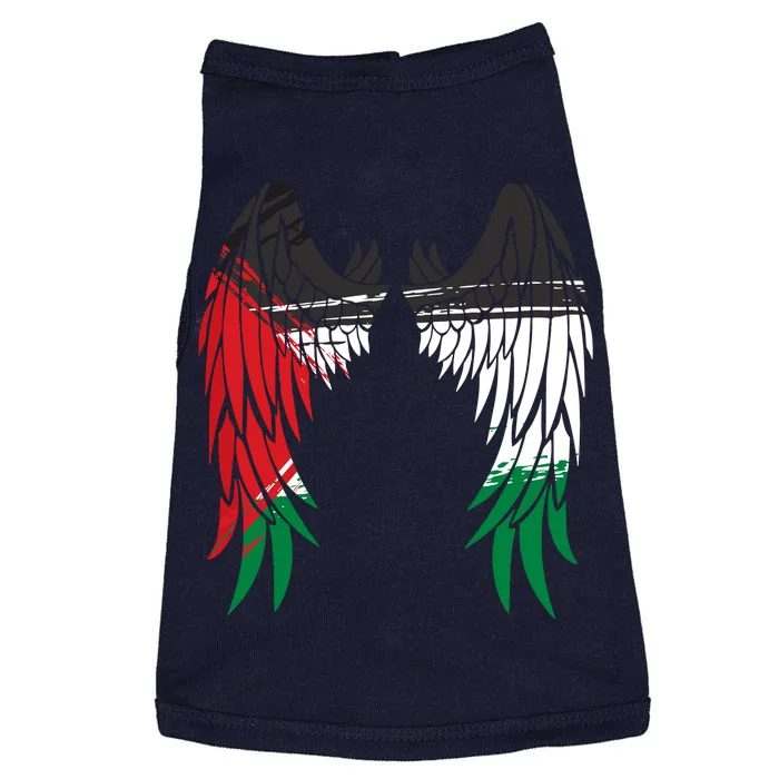 Palestine Flag Dad On Back Side Palestinian Angel Wings Doggie Tank