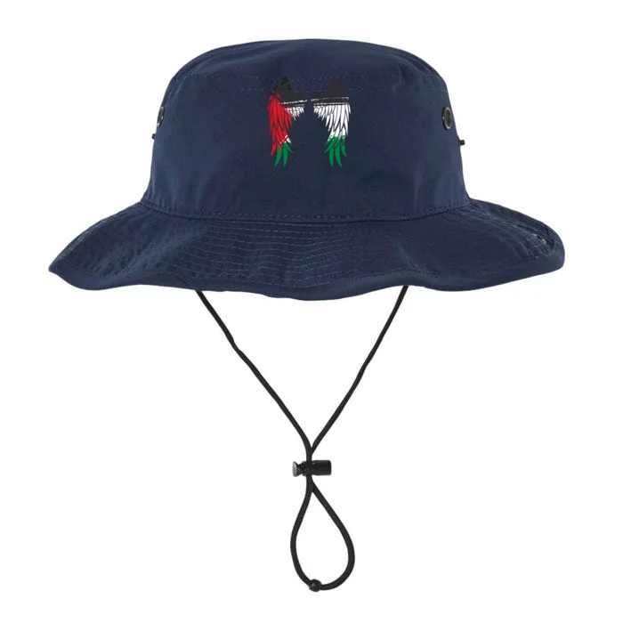 Palestine Flag Dad On Back Side Palestinian Angel Wings Legacy Cool Fit Booney Bucket Hat