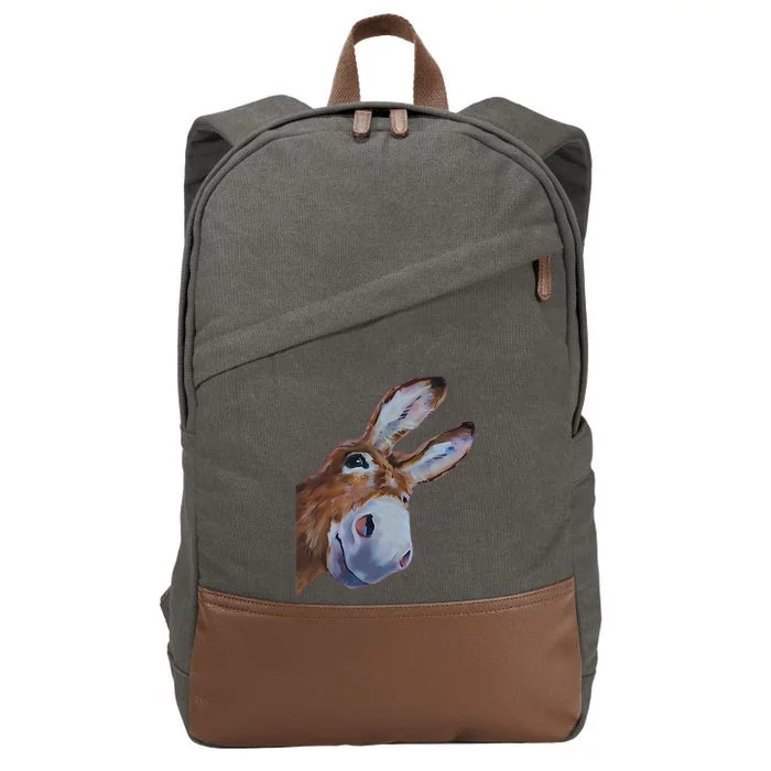 Peachbruh Funny Donkey Art Donkey Head Smile Eagerly Donkey Cotton Canvas Backpack