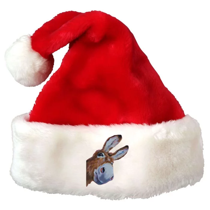 Peachbruh Funny Donkey Art Donkey Head Smile Eagerly Donkey Premium Christmas Santa Hat