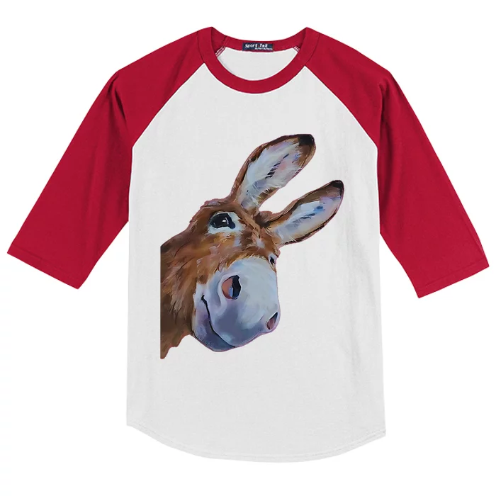 Peachbruh Funny Donkey Art Donkey Head Smile Eagerly Donkey Kids Colorblock Raglan Jersey