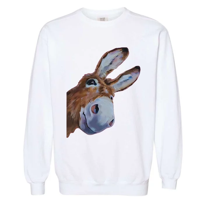 Peachbruh Funny Donkey Art Donkey Head Smile Eagerly Donkey Garment-Dyed Sweatshirt