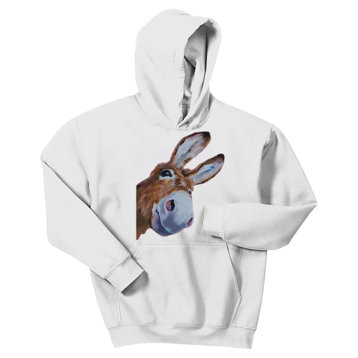 Peachbruh Funny Donkey Art Donkey Head Smile Eagerly Donkey Kids Hoodie