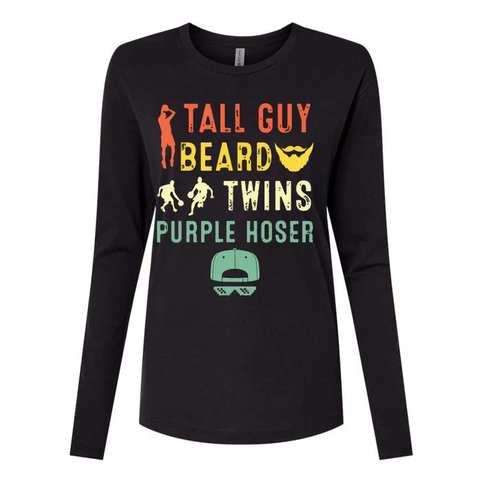 Perfect For Dude Tall Guy Beard Twins Purple Hoser Womens Cotton Relaxed Long Sleeve T-Shirt