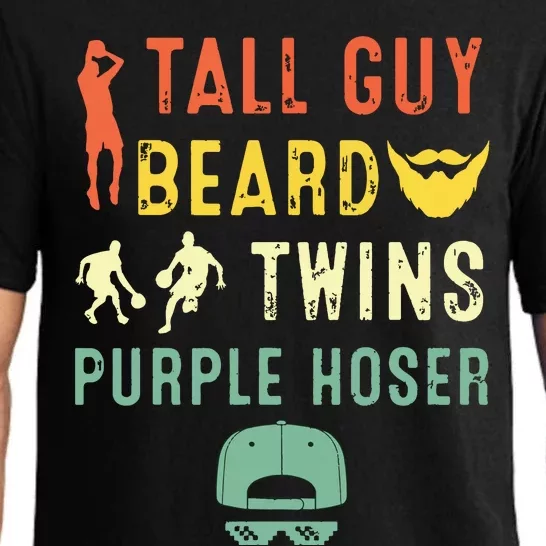 Perfect For Dude Tall Guy Beard Twins Purple Hoser Pajama Set