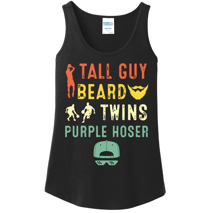 Perfect For Dude Tall Guy Beard Twins Purple Hoser Ladies Essential Tank