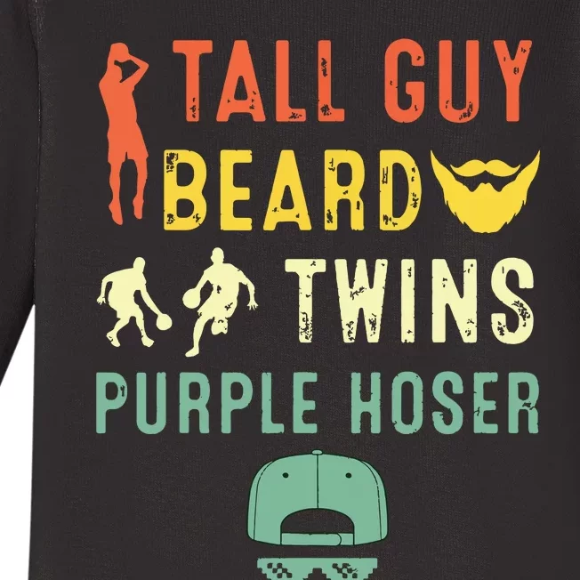 Perfect For Dude Tall Guy Beard Twins Purple Hoser Baby Long Sleeve Bodysuit