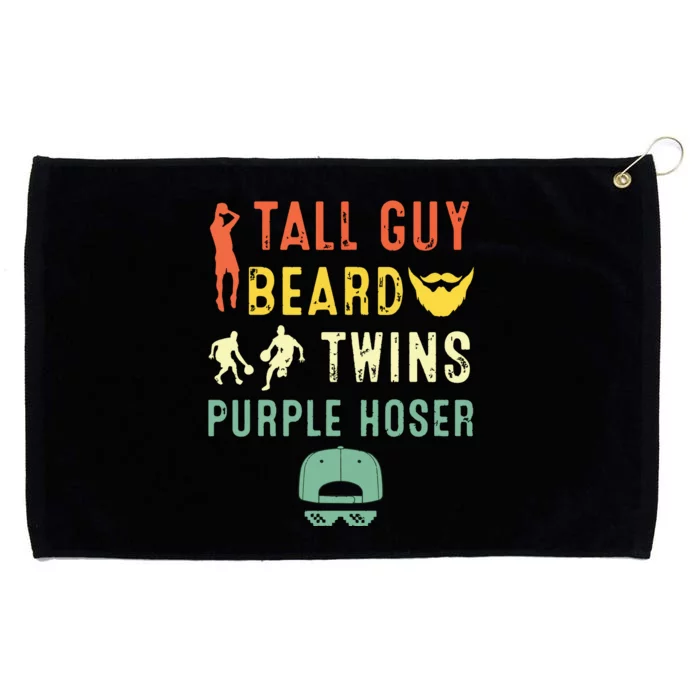 Perfect For Dude Tall Guy Beard Twins Purple Hoser Grommeted Golf Towel