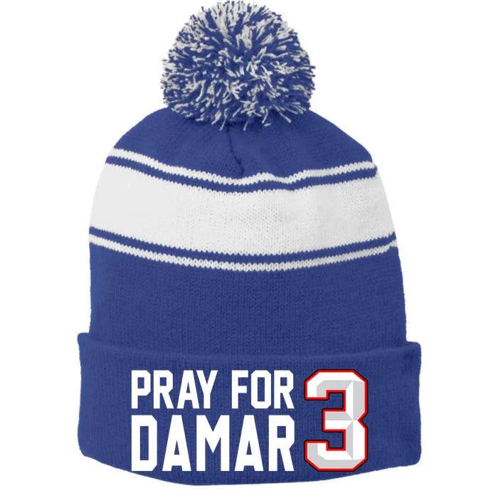 Pray For Damar Love For 3 Show Love It Costs Nothing Stripe Pom Pom Beanie