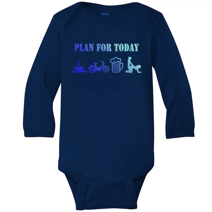 Plan For Day Moped Moped Driver Gift Baby Long Sleeve Bodysuit