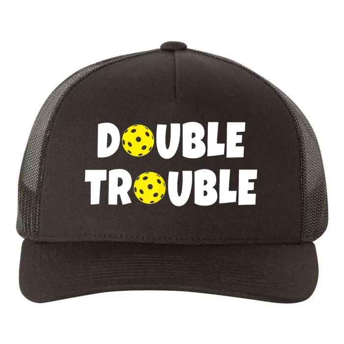 Pickleball Funny Double Trouble Team TShirt Yupoong Adult 5-Panel Trucker Hat