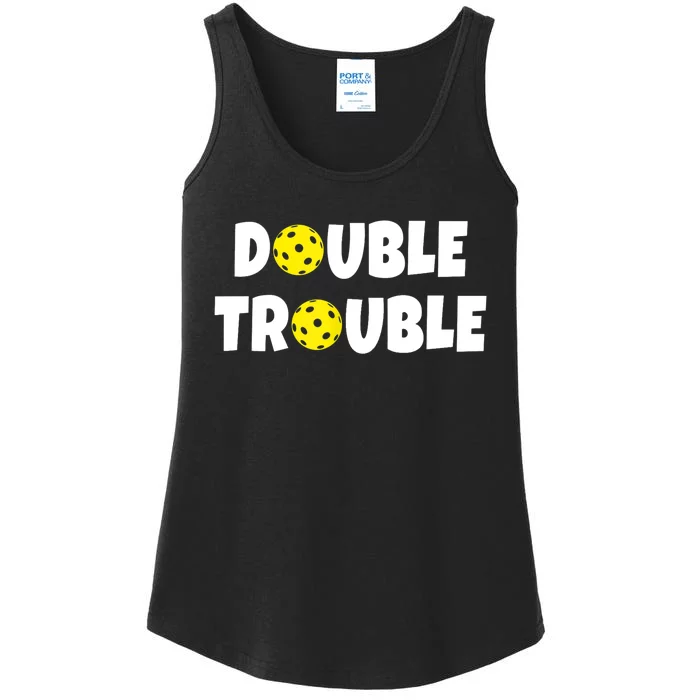 Pickleball Funny Double Trouble Team TShirt Ladies Essential Tank