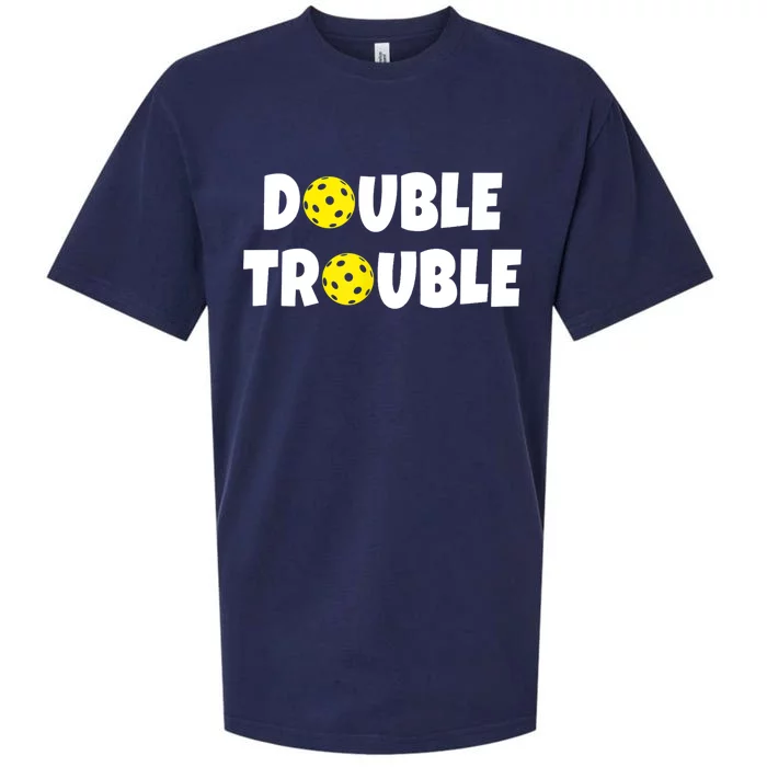 Pickleball Funny Double Trouble Team TShirt Sueded Cloud Jersey T-Shirt