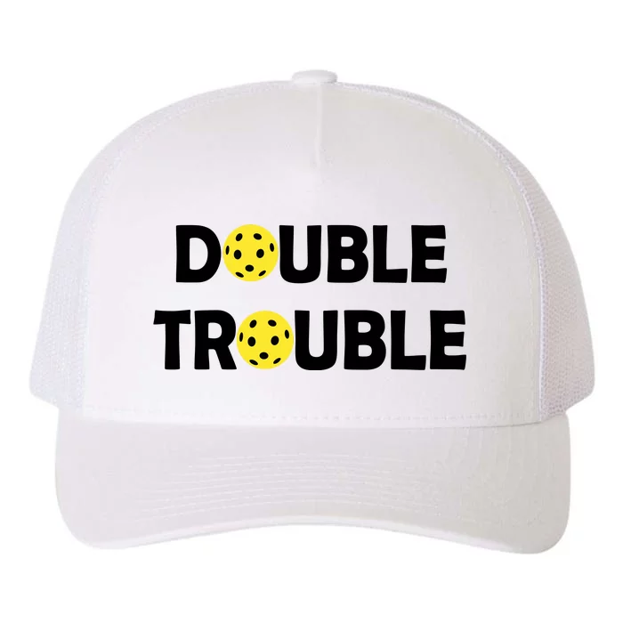 Pickleball Funny Double Trouble Team Yupoong Adult 5-Panel Trucker Hat