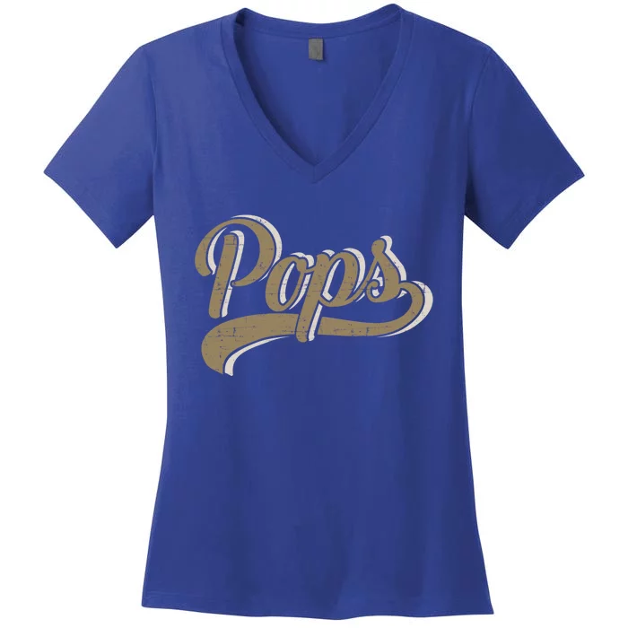 Pops For Dad And Fathers Day From Daughter Or Son Great Gift Women's V-Neck T-Shirt