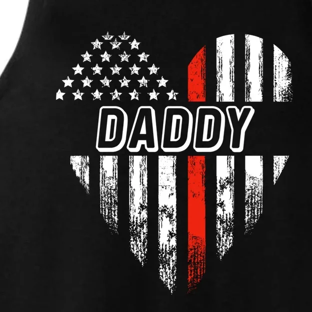 Proud Firefighter Daddy American Flag Heart Cute Gift Ladies Tri-Blend Wicking Tank