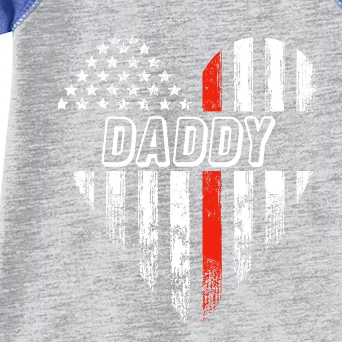 Proud Firefighter Daddy American Flag Heart Cute Gift Infant Baby Jersey Bodysuit