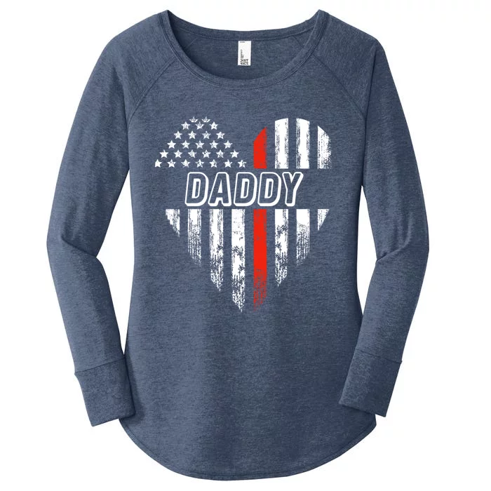 Proud Firefighter Daddy American Flag Heart Cute Gift Women's Perfect Tri Tunic Long Sleeve Shirt