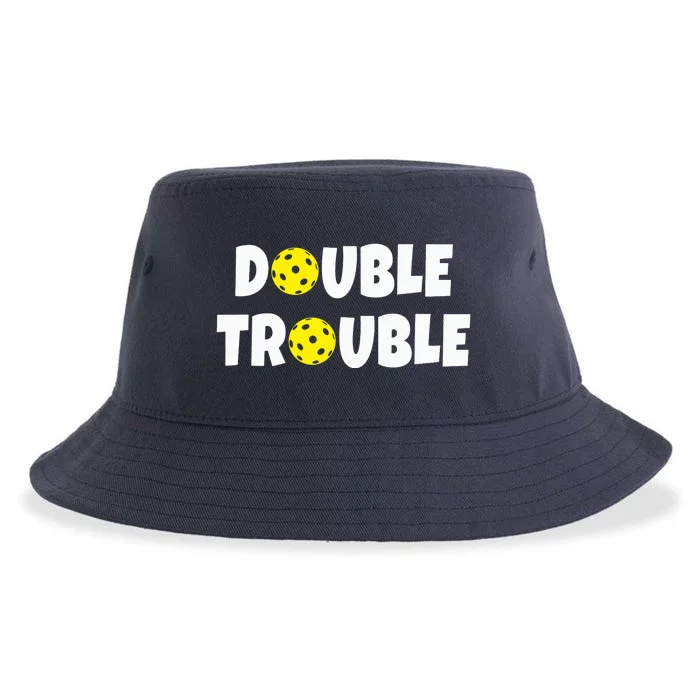 Pickleball Funny Double Trouble Team Sustainable Bucket Hat