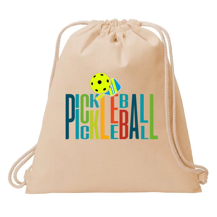 Pickleball Font Design Color TL Drawstring Bag