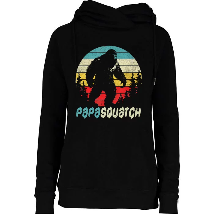 Papasquatch Father's Day Bigfoot Sasquatch Papa Gifts Womens Funnel Neck Pullover Hood